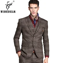 Куртки+ брюки+ жилеты Для Мужчин's Кофе костюмы на двух пуговицах модный бренд деловой свадебный костюм для мужчина тонкий костюм с Брюки