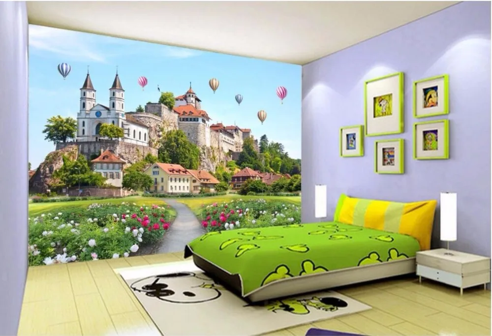 

Custom mural 3d photo wallpaper living room Castle flowers landscapes decor painting 3d wall murals wallpaper for walls 3 d