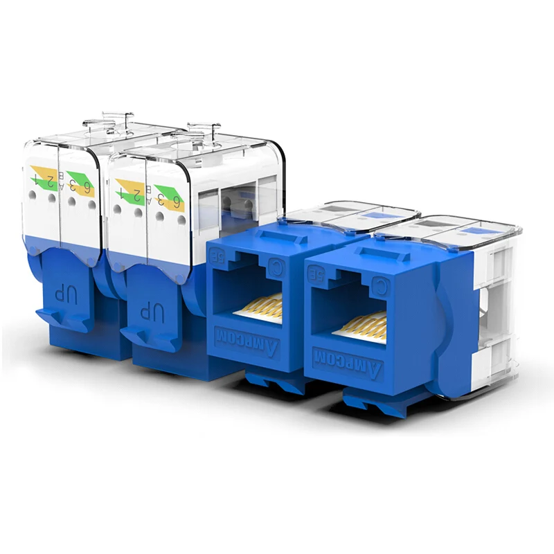 No Punch Down Tool Required UTP Module Connector White AMPCOM 10-Pack CAT5e RJ45 Tool-Less Keystone Jack