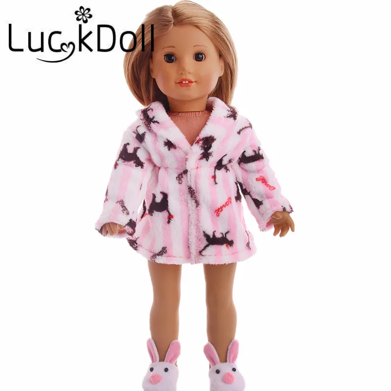 LUCKDOLL бархатная одежда с принтом подходит 18 дюймов Американский 43 см детская кукла одежда аксессуары, игрушки для девочек, поколение, подарок на день рождения