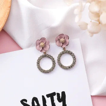 

12pairs/lot ancient ways tassel earrings flower blossoms ring earrings circle long pendant earrings female temperament