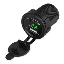 Universal Cargador USB 2.1A 12 v Motocicleta Del Coche Del Voltímetro Socket Barcos Dual Adaptador de Corriente Usb Cargador Auto Con Medidor de Voltaje 5 v