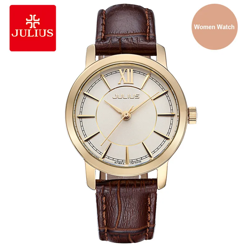 

JULIUS 2018 Vintage Watch Top Round Alloy Case Leather Strap Elegant Female Gold Silver Black OL Switzerland Women Watches E1