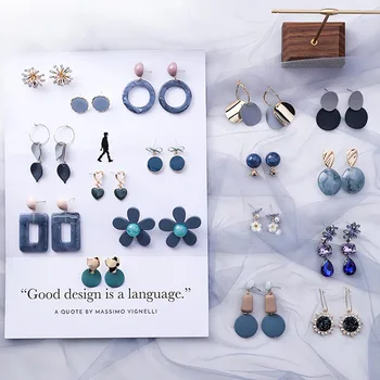 

Fashion Korean Cute Drop Earrings For Women Girls Geometric Irregular Stone Flower Long Pendientes Mujer Party Jewelry Gifts