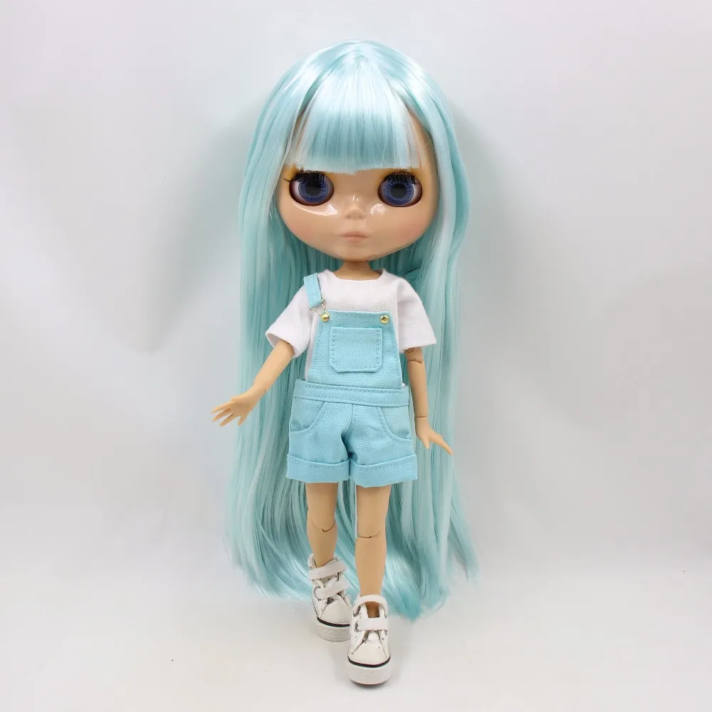 Neo Blythe Doll with Pale Blue Hair, Tan Skin, Shiny Cute Face & Factory Jointed Body 3