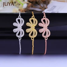 Модные романтические медные циркониевые браслеты с бантами для женщин, золотая, серебряная цепочка Регулируемые Браслеты mujer moda