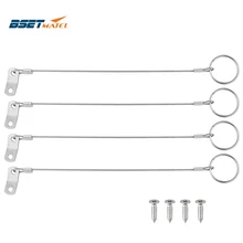 4 шт. из нержавеющей стали 316 Шнур кабель безопасности трос провода для предотвращения потери 1 петля с быстроразъемным кольцом и резиновым покрытием