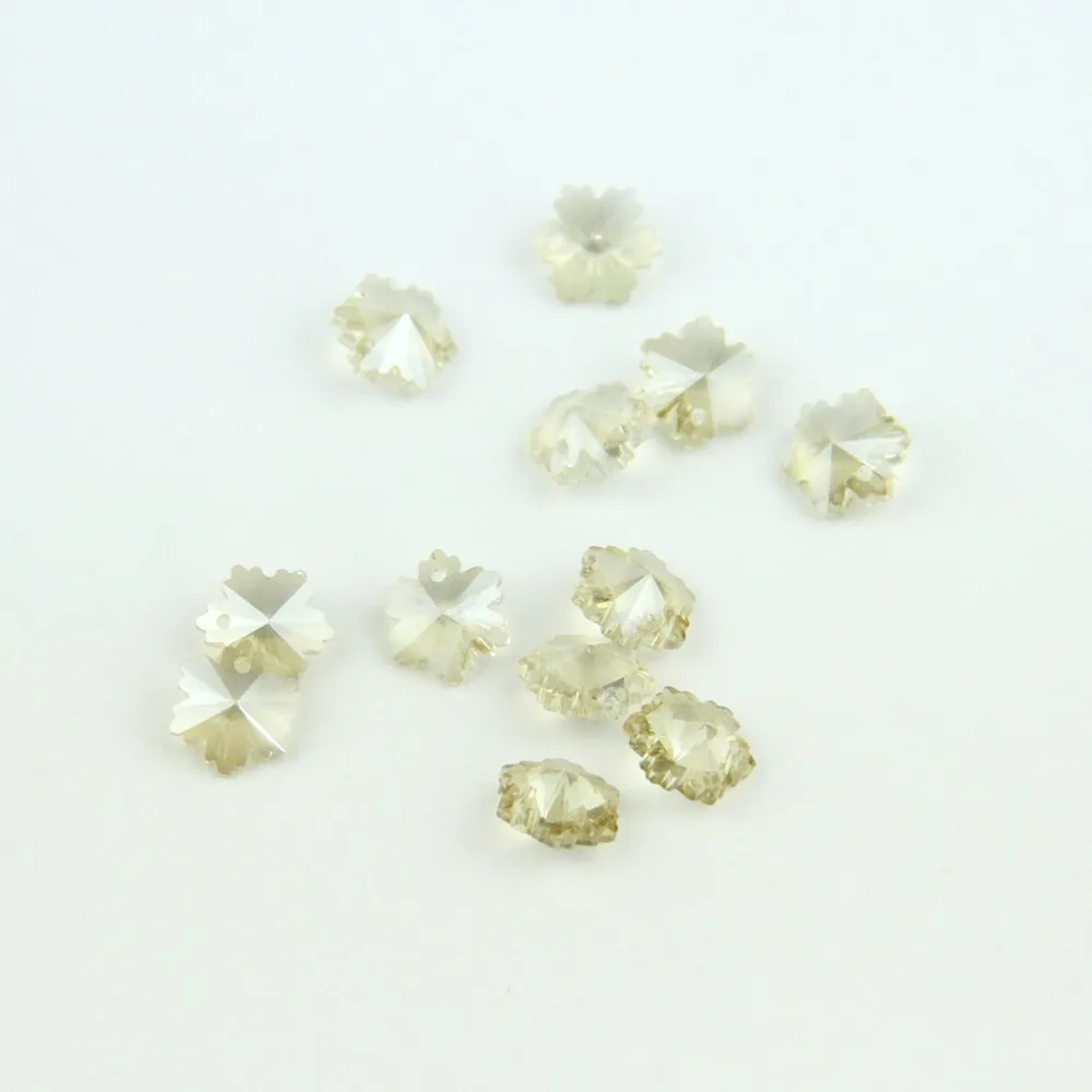 14mm Cognac Crystal Prism Pendant Snowflake Beads Crystal Loose 1 Hole