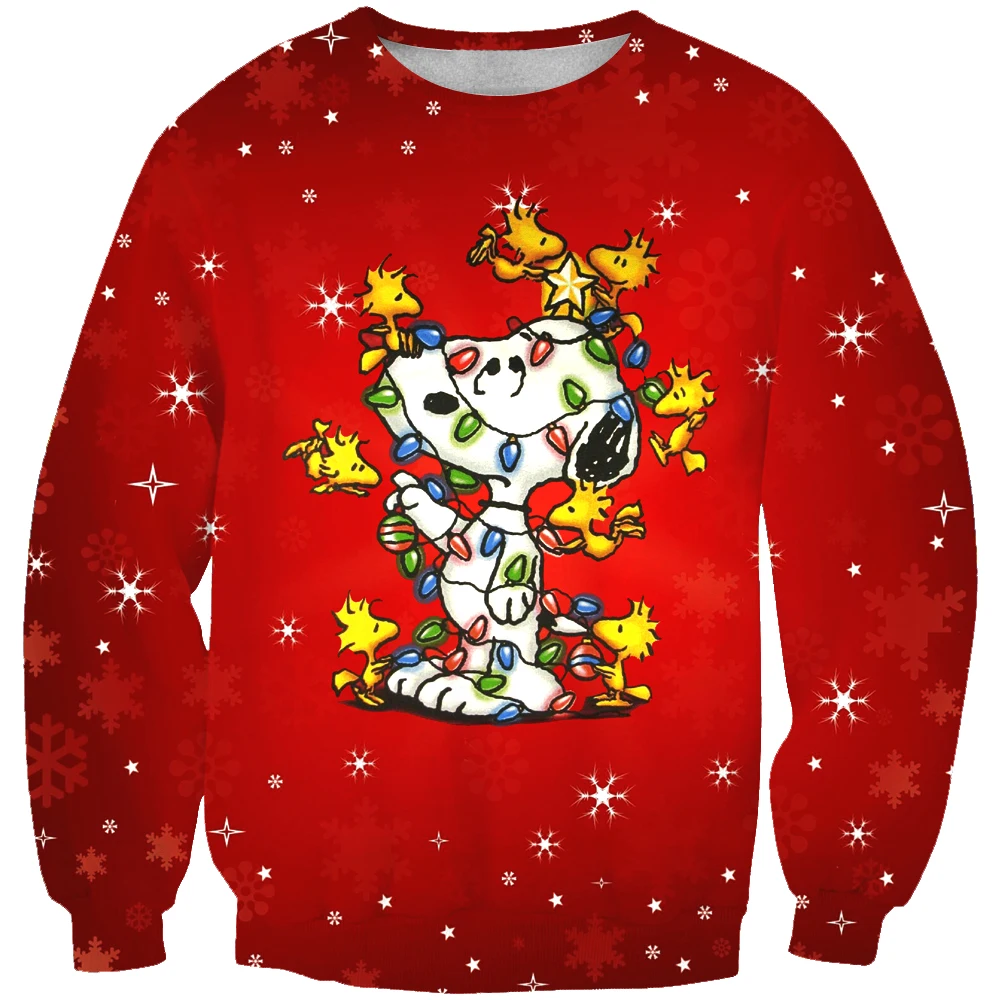 

New arrival fashion Unisex Sweatshirt 3D Christmas dog print simple Casual white relaxtion oversized Clothes Free shipping