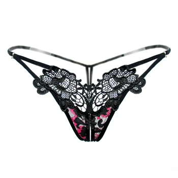 

1PC Women's Underwear Embroidery Flower Transparent Sexy Panties Temptation Low-waist Briefs Open Crotch Thongs