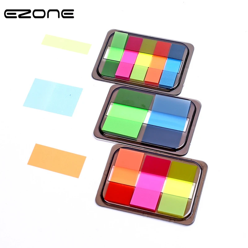 

EZONE Fluorescent Can Tear Sticky Notes Colorful Memo Pad Cute Papers Office Planner Sticker Paper Stationery School Supplies
