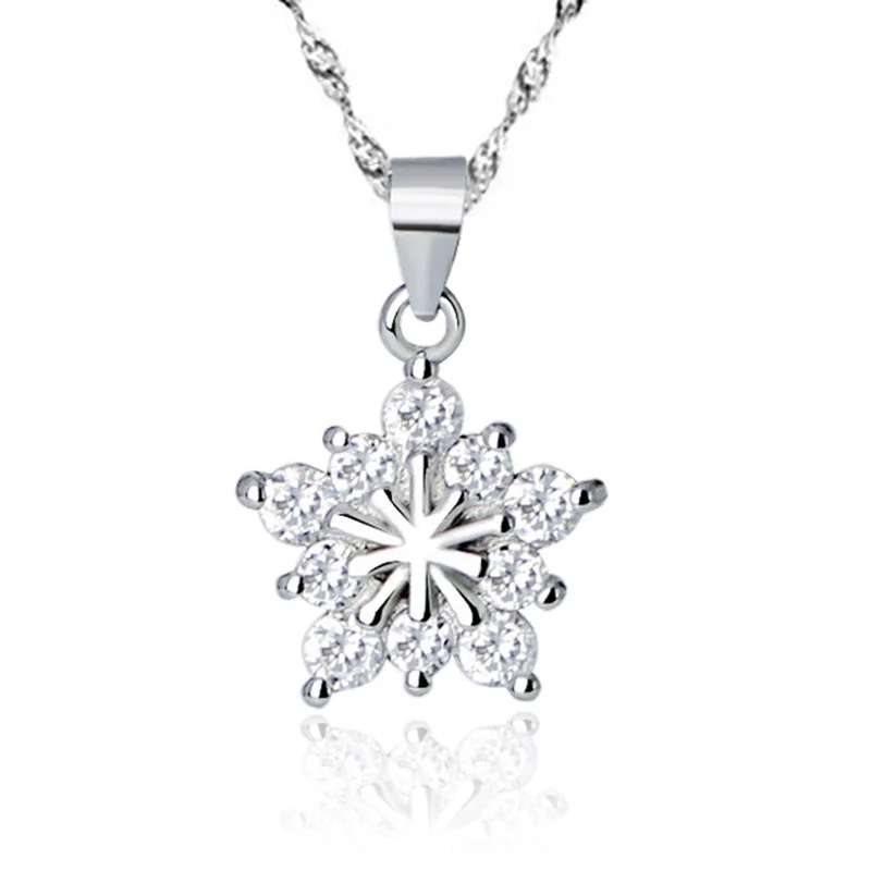 

The new snowflake necklace zircon for women Christmas gift Length chain 45cm