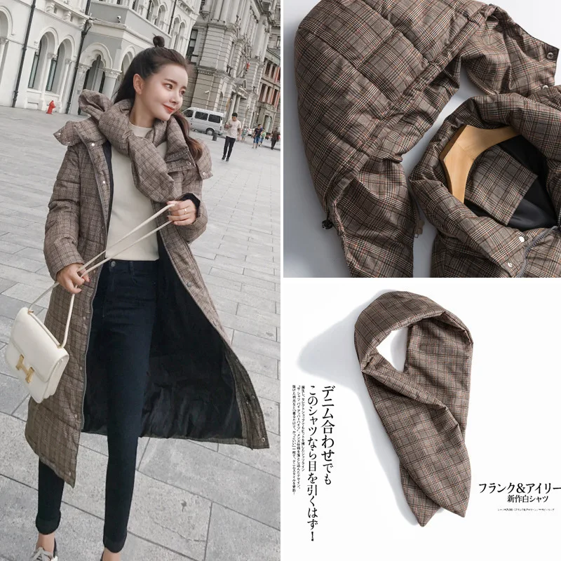 Kopen Winter Losse Lange Down Jas Jas Plaid Dikke Warme Vrouwen Casaco Feminino Abrigos Mujer Invierno Katoen Gevoerde Gewatteerd Parka