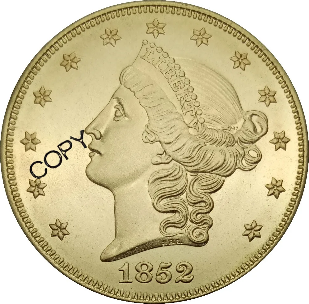 Золотые латунные копии монет Объединенной головы двойного орла США 1852 O 20