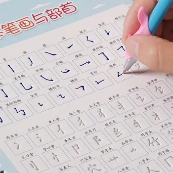 

New 2pcs/set Pinyin / Strokes and radicals / Stick figure Regular script calligraphy Children pupils groove calligraphy Copybook
