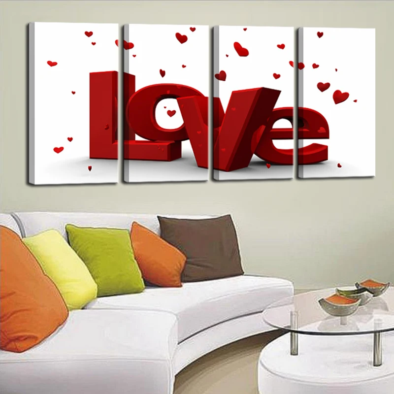 Red LOVE Waterproof Glossy Canvas Print