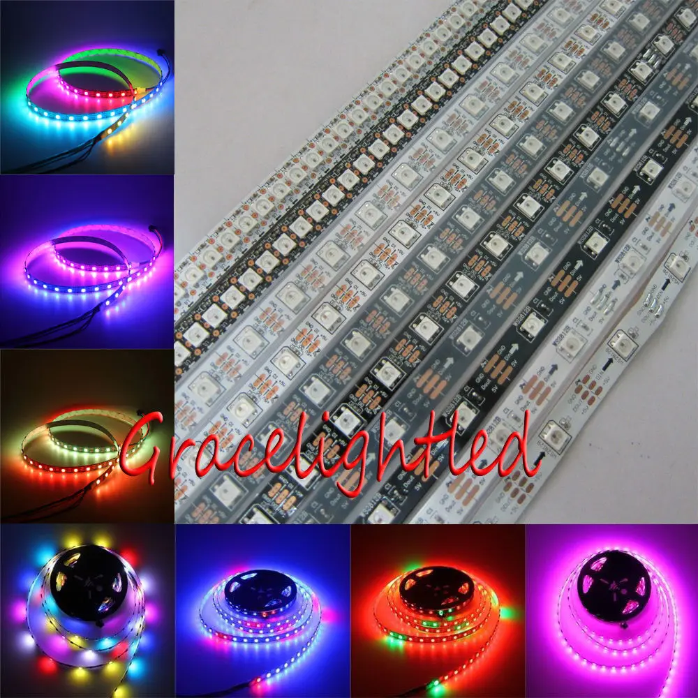WS2812B 5050 RGB Светодиодная лента 5 м 150 300 светодиодов 144 30 светодиодов/м