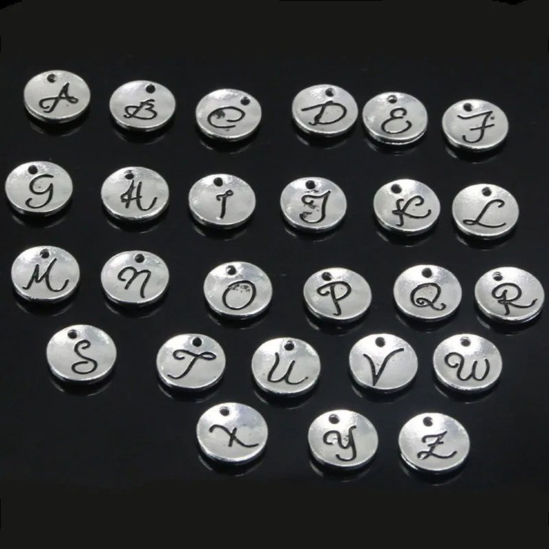 DIY-Hand-made-Letters-A-Z-Personality-plate-silver-charms-letter-charms-for-birthstone-charms-initial