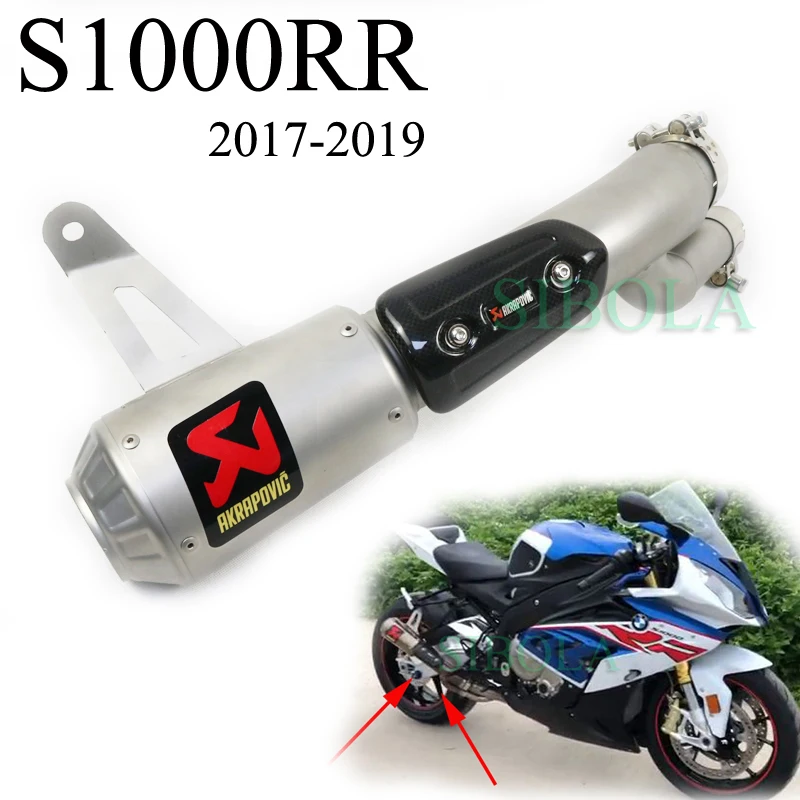 

For BMW S1000RR 2017 2018 2019 Akrapovic Motorcycle Exhaust Muffler Have Carbon Fiber Cover S1000RR Full Systems Pipe