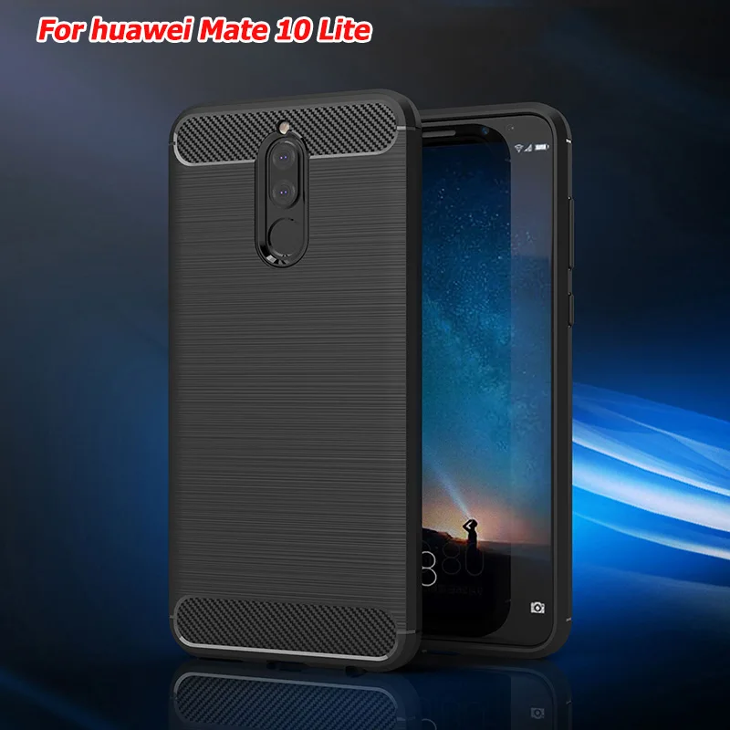 Carbon fiber brushed silicone case huawei mate 10 Lite (1)