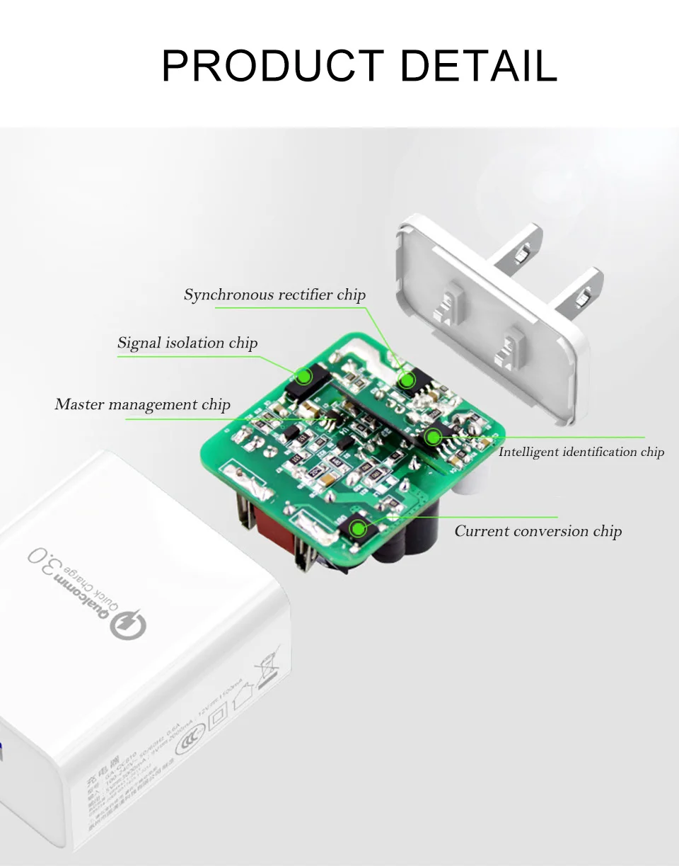 US Charger QC3.0 Fast Charging Mobile Phone Chargers USA Electrical Socket For Electronic Equipment in United States (10)
