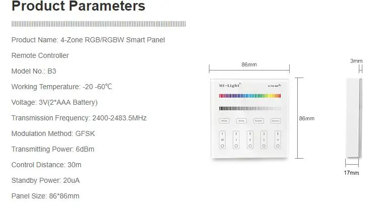 Milight B0 B1 B2 B3 B4 B8 4-Zone 8 Zone 2,4 GHz беспроводная wifi Сенсорная панель диммер/RGBW/RGB+ CCT светодиодный умный пульт дистанционного управления