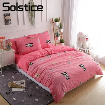 

Solstice Home Textile Rose Red Pug Dog Duvet Cover Sheet Pillow Case Girl Kid Adult Woman Bedding Linen Set Twin King Bedclothes