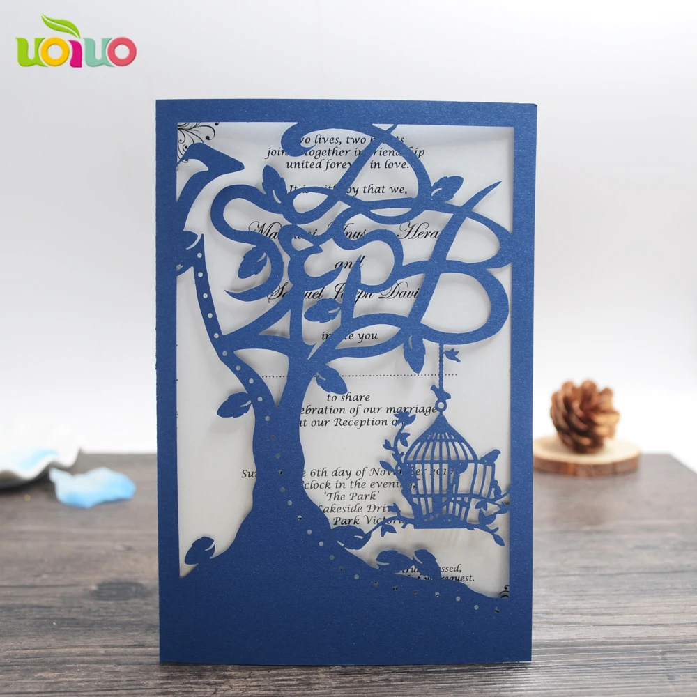 50pc Laser Cut Flower Tree Birdcage Wedding Invitation Card Paper