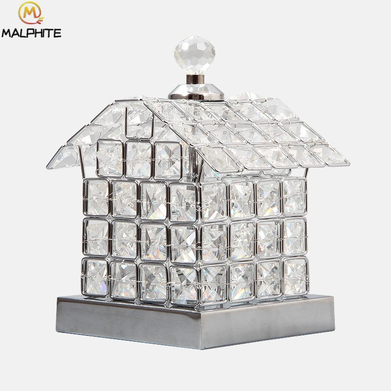 

romantic luxury Crystal house Table Lamp Modern Art deco maison Desk Lamp lampara de mesa Bedroom Bedside deco lighting fixtures