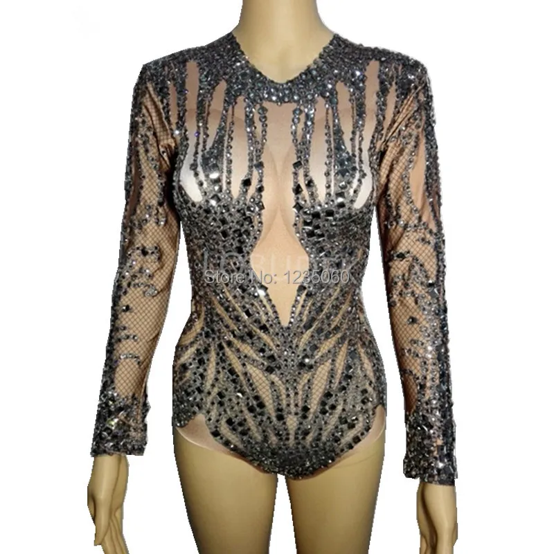 Zentai-Female-Leotard-bodysuit-sexy-costumes-full-diamond-Shining-Black-stone-jumpsuit-bright-Crystal-Rompers-Singer
