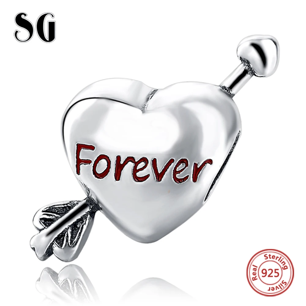 

Silver Galaxy Love Heart with Arrow Pendant Beads For Women Bracelet Fit European Charms Silver 925 Original Fashion DIY Jewelry