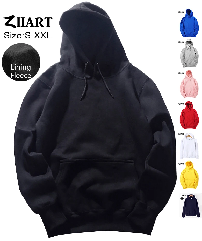 

Black Royal Blue Light Gray Pink Red White Yellow Navy Blue Couple Clothes Autumn Winter Fleece Man Boys Hoodies ZIIART