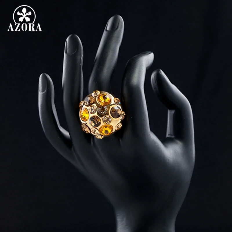 Золотистое кольцо с австрийским кристаллом Stellux TR0003|ring for|gold colorring ring |