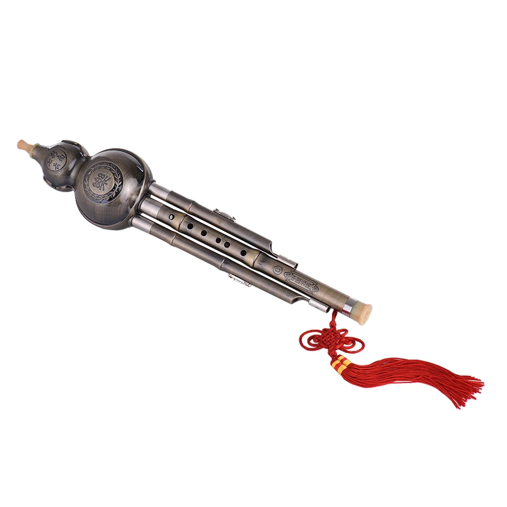 Китайский Hulusi Изысканный Металл проволока рисунок Тыква кукурбит флейта этнический Ветер музыкальный инструмент ключ из C алюминиевого