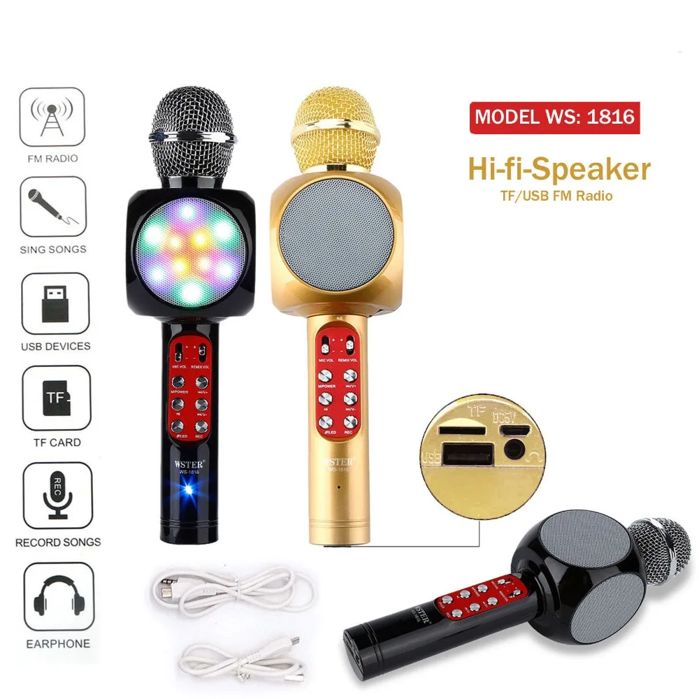 

Makescc WS1816 Fashion KTV Handheld Wireless Microphone Speaker Reverberation Voice Condenser Karaoke Recording Live Surround