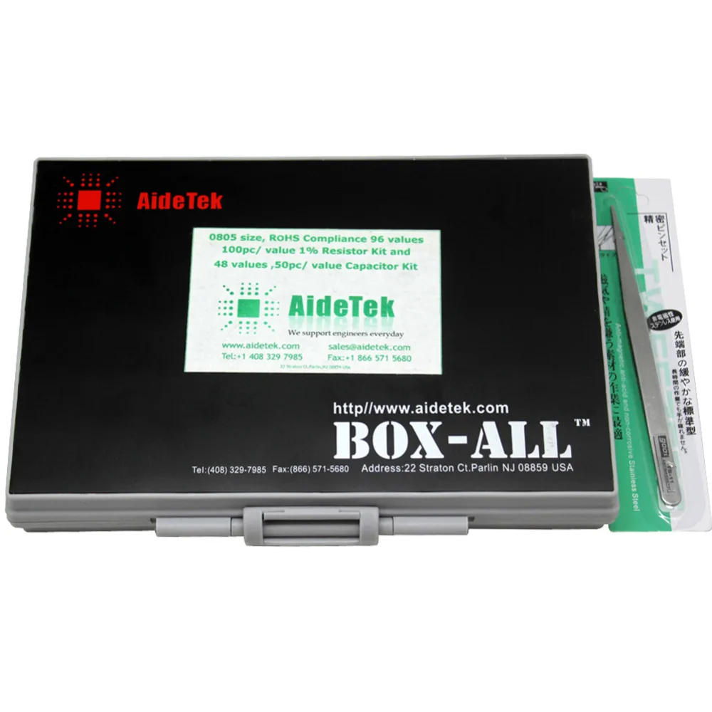 AideTek SMD 0805 комбинированный комплект резисторов 96x100 + конденсаторы 48x50 пластиковая
