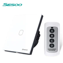 EU/UK Standard SESOO Remote Control Switch1Gang 1Way,AC110~250V wall touch switch,Crystal Glass wifi switch LED Blue Indicator