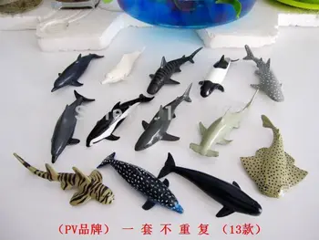 

1set Toy Animal Model-11pcs Marine life(shark,whale).Ocean Animals Earty Study.Soft Rubber Gift.Fishbowl Decoration.
