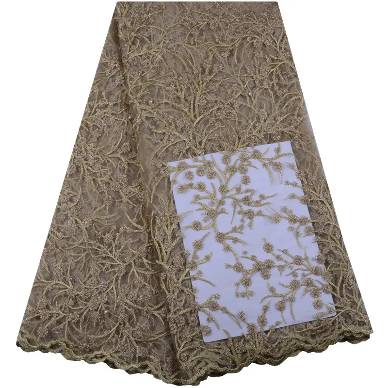 

Latest royal golden African Lace Fabrics Embroidered High Quality French Lace Fabric Nigerian Net tulle Lace Fabric A1422