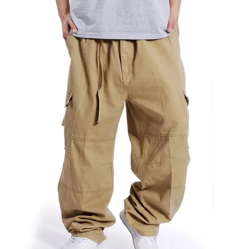 MFERLIER Loose Spring Summer Cargo Pants Men 5XL 6XL 7XL Plus Size Pants 4 Colors 6