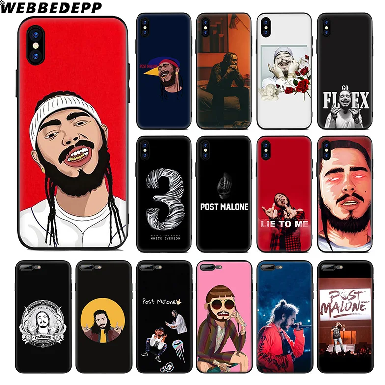 WEBBEDEPP Post Malone PostMalone Soft Silicone Case for Apple iPhone 11 Pro Xr Xs Max X or 10 8 7 6 6S Plus 5 5S SE TPU |