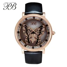 Famous Brand Women Watches Princess Butterfly Fashion Luxury Watch Waterproof Watches Woman Leather Strap Wristwatch HL595