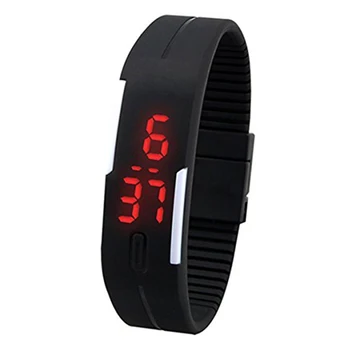 

Practical Ultra Thin Sports Silicone Digital LED Bracelet Wrist Watch Black
