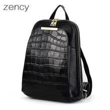 Zency mochila mochilas de cuero genuino de las mujeres señoras de la muchacha bolsa de la escuela mochila zurriago de la capa superior