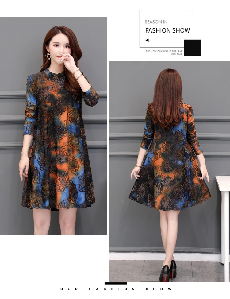 Women Dress Plus Size Long Sleeve Spring Autumn Mom Vintage Shirt Office Formal Dress Women Elegant Casual Robe Femme Dresses6