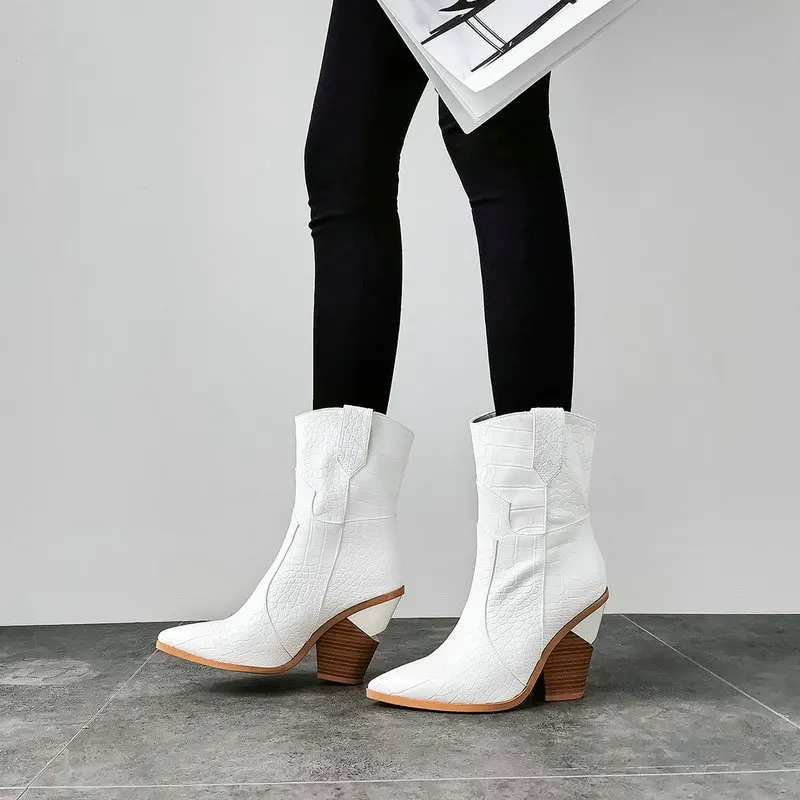 Ankle Cowboy Boots White Size 8.5 for Women