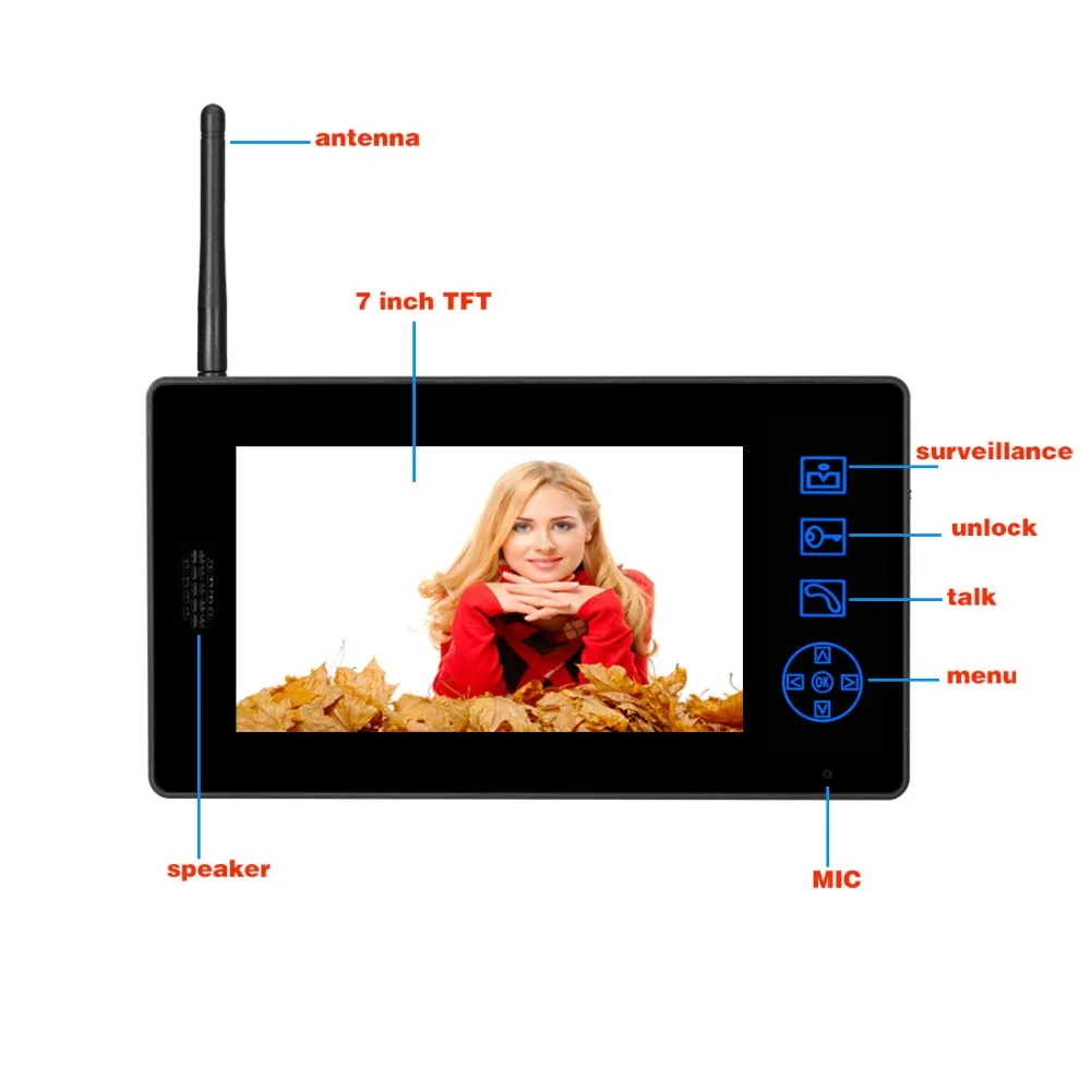 YuBeter 7 дюймов беспроводной видеодомофон ключ Wifi видео-глаз дверной звонок для личных домов квартира офис ЖК-экран камера комплект