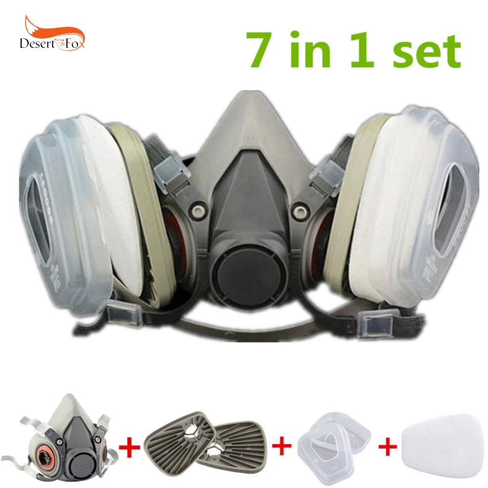 

US 7 in 1 Half Face Gas Mask for 6200 Painting Spray Dust Protector Respirator