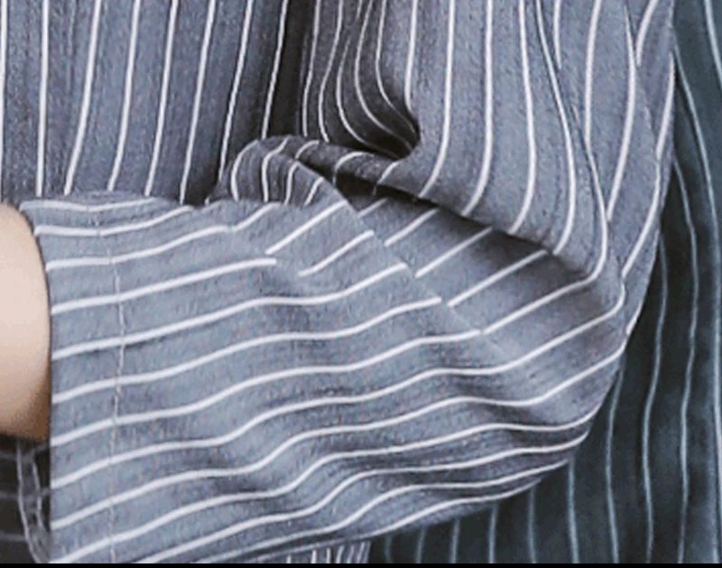 Тонкий длинный полосатый Блейзер Для женщин Повседневное хлопок белье плюс Размеры Casacas Para Mujer Корейский Bleiser Femenino длинное пальто J0038G