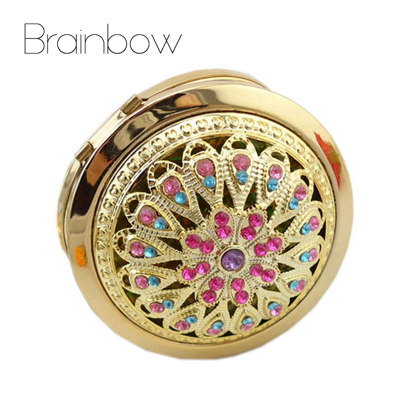 Women Chic Retro Vintage Classic Gold Metal Pocket Mirror Compact